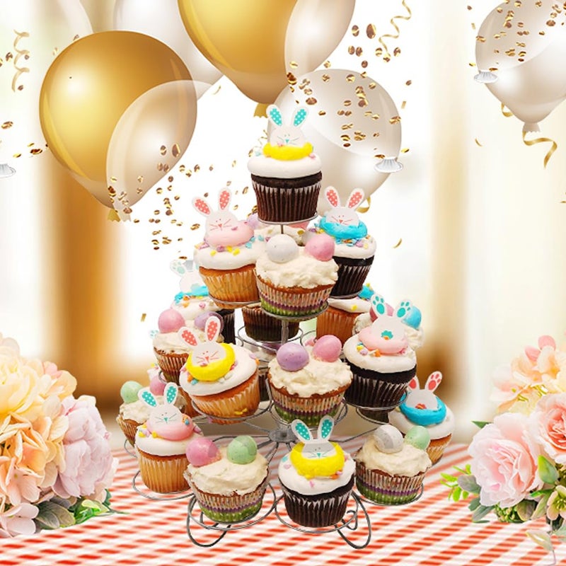 Resulzon 4-Tier Cupcake Stand -Stainless Steel Dessert Tree Tower Display for Christmas, Weddings, Birthday Parties, Weddings, Cady Bar and Events - Image 2